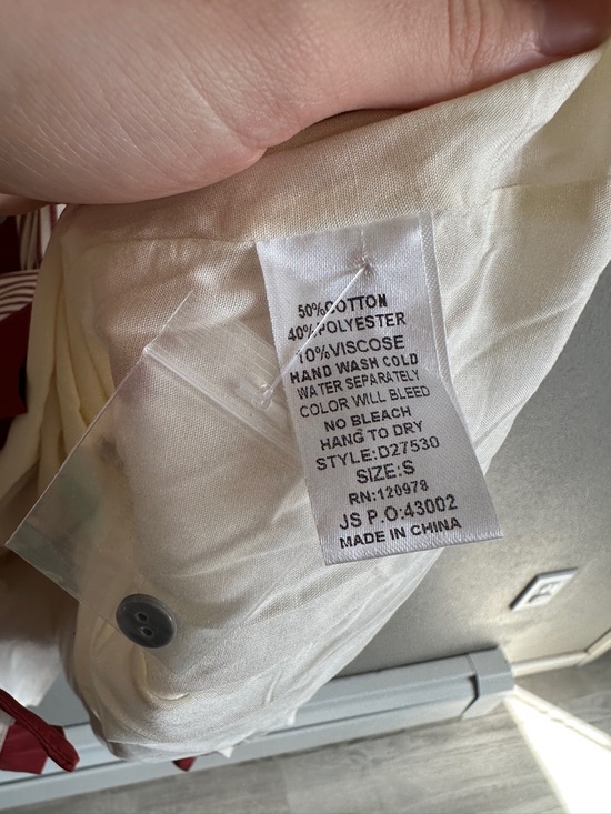 NWT Entro Red and Ivory Striped Belted Shirt Dress - Picture 8 of 13